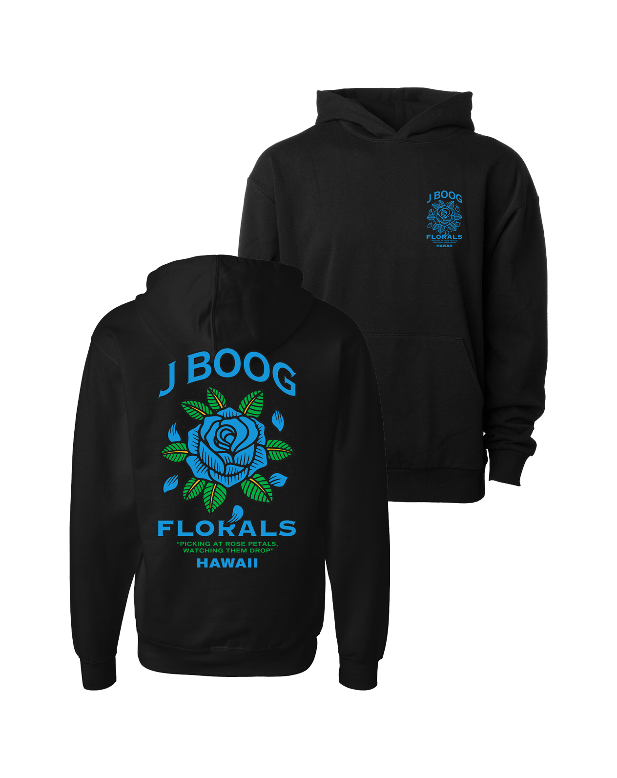 Florals Pullover Hoodie (Black)