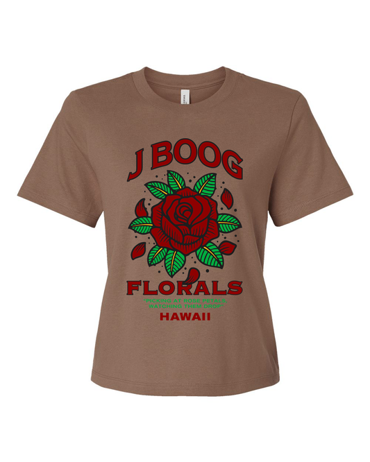 Women's Florals Boxy Tee (Brown)